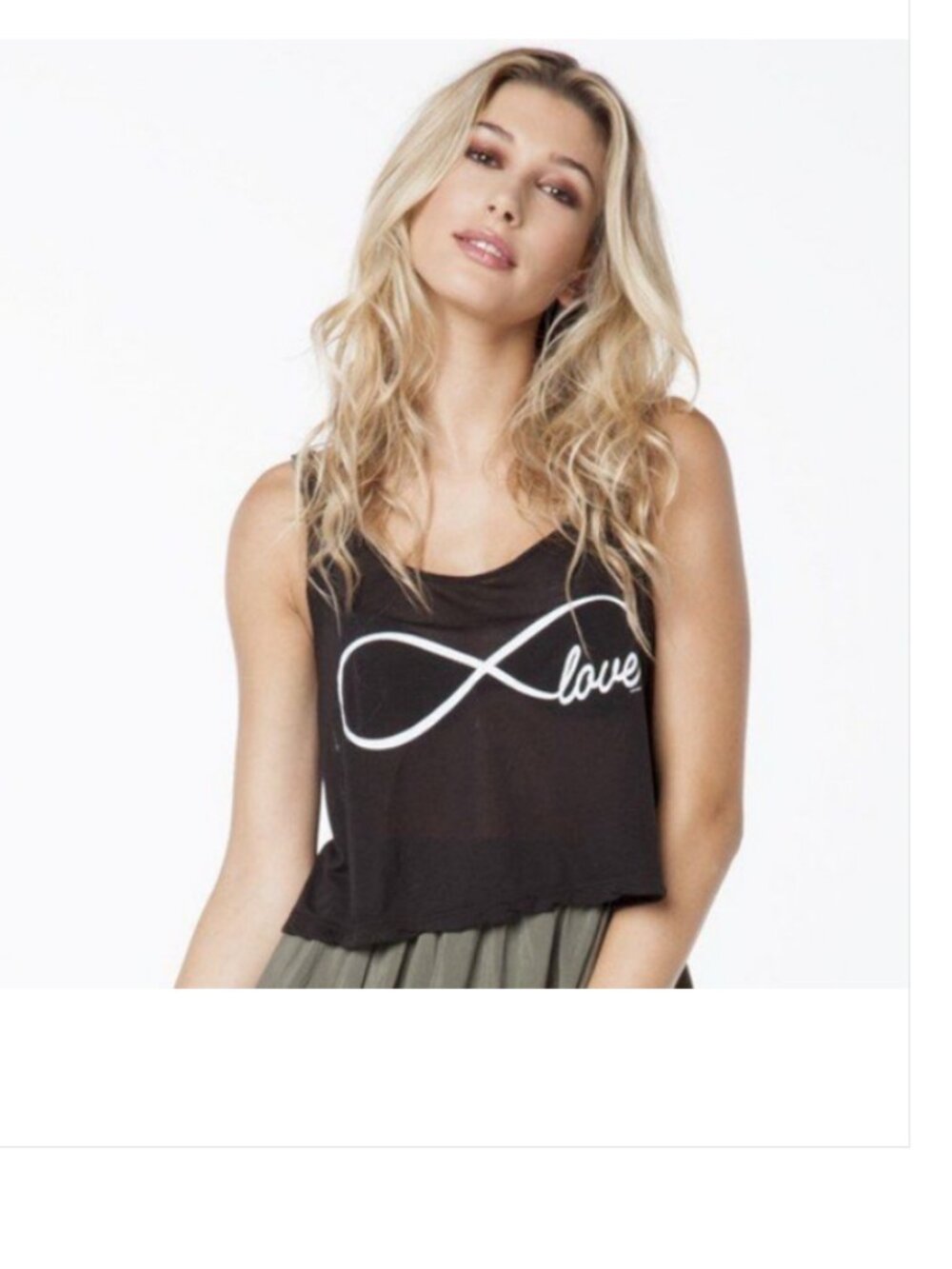 Brandy Melville Black Infinity Love Crop Top Tee Shirt